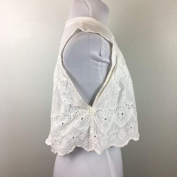 Somedays Lovin M Ivory eyelet lace boho crop top - Picture 4 of 8